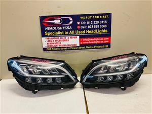 Mercedes Benz W205 C-class C180 left and right side LED xenon headlights 