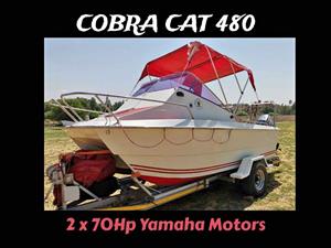 Stunning Cobra Cat 480 with Twin 70Hp Yamaha Autolube Motors