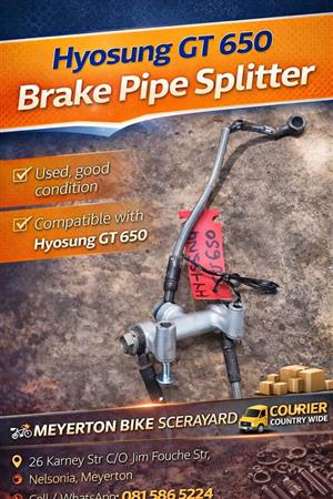 Hyosung GT 650 brake pipe splitter. Meyerton bike scrapyard new & secondhand spares. Andre