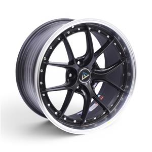 18″ VLF906 5×112 Matte Black with Rivets & Silver Lip Alloy Wheels