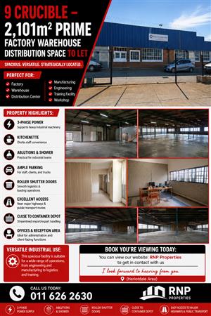 9 Crucible – 2,101m² Prime Factory Warehouse Distribution Space To Let