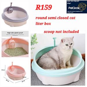 Round semi closed cat litter box