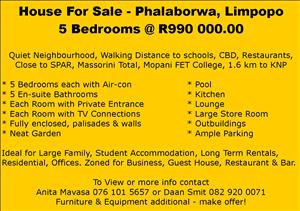5 Bedroom House for Sale - Phalaborwa, Limpopo 
