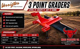 New Verrigter 3 point graders for sale at Mad Farmer SA
