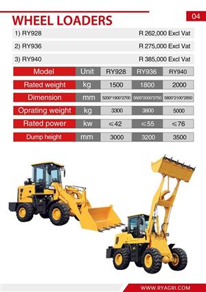 2025 10% OFF RY AGRI Wheel Loaders 1.2T/1.6T/2T