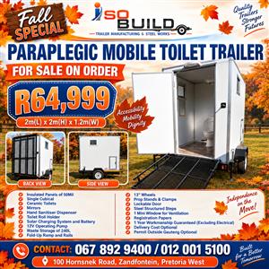 Paraplegic Toilet Trailer for sale on order