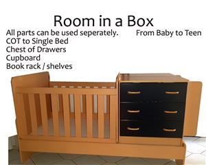 Single bed 5 in 1 room in a box with cot