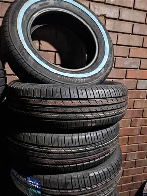 Toyota Avanza white wall tyres 185/70/14 new R1250 each fitted and balanced