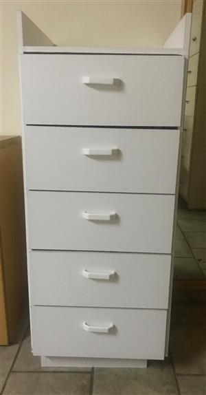 White Cabinet with 5 drawers