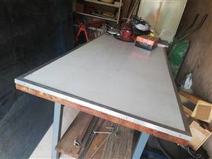 Work Table: 2300 x 900 x 65 laminated top with frame.