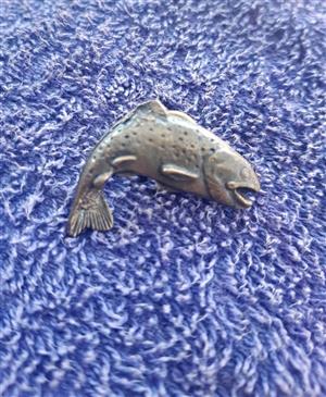 Vintage Pewter Trout fish pin 