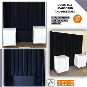 Queen size headboard and pedestals 