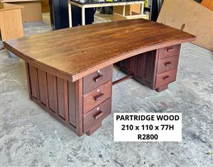 PARTRIDGE WOOD EXECUTIVE STYLE DESK WITH DRAWERS
