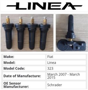 Fiat Linea TPMS tyre pressure monitor sensors and valve stems 