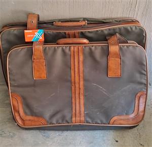 Vintage Pair of Luggage Bags Leather Straps