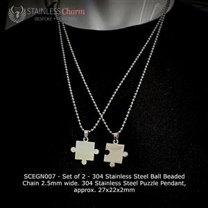 Stainless steel puzzle pendant necklace set