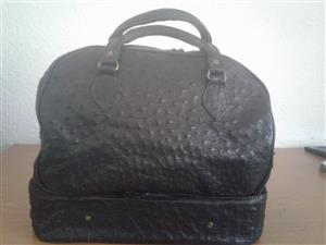 Black overnight leather bag