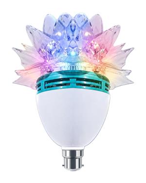 MultiColour Prismatic Lotus Flower RGB LED B22 Rotating Party Disco Stage Light 