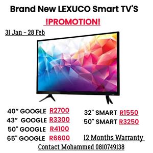 Brand new Lexuco Smart LED TV'S