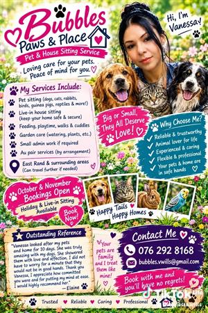 Vannessa's House & Pet Sitting  Reliable  Caring  Trustworthy  