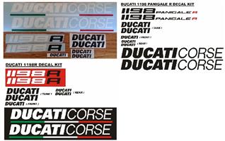 Vinyl decals graphics kit for a Ducati 1198R