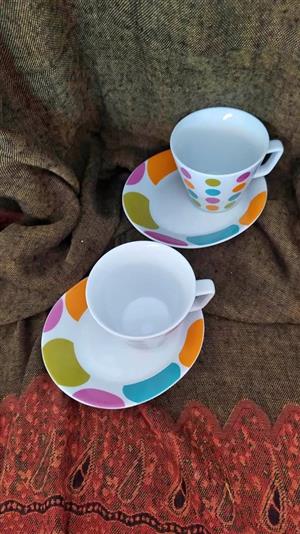 Set of tea cups polka dots
