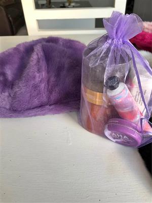 Small gift  hamper great gift for your loved ones has winter hat  Candle  Lip balm  Pocket tissue