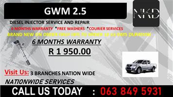GWM 2.5 DIESEL INJECTORS AMANZIMTOTI KWAZULU NATAL 