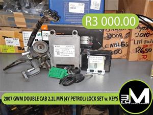 2007 GWM DOUBLE CAB 2.2L MPi (4Y PETROL) LOCK SET w. KEYS