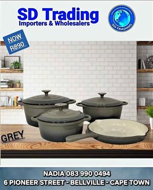 Premium 7-Piece Cast Iron Enamel-Coated Pot Set