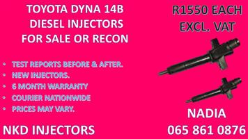 DIESEL INJECTORS FOR SALE FORTOYOTA DYNA 14B - 6 MONTHS WARRANTY