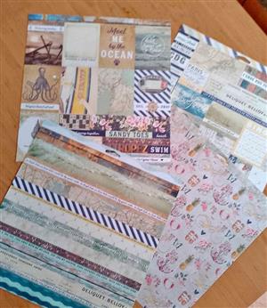 Beach-Themed Scrapbooking Paper Bundle for Sale 