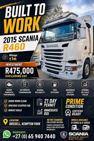 Scania R460 2015 Excluding VAT