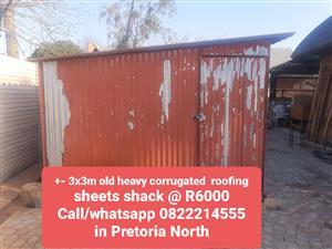 3x3m old heavy corrugated roofing sheets shack in Pretoria North
