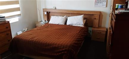 Base & mattress Queen size  with headboard and storage space