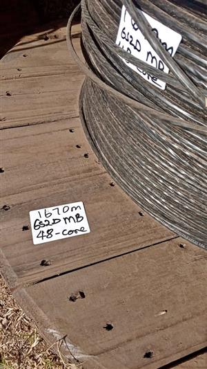 1670m 48 Core Single mode 652D fibr optic cable for sale. Various cores and colours.