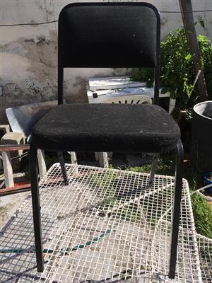 Chair All in Black Metal Frame with Cushioning Seat and Back 