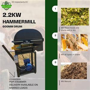 2.2KW & 6.5HP Petrol 600mm drum size Hammermill 10mm & 25mm sieve included
