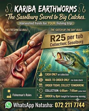 Kariba Earthworms for fishing