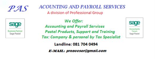 Accounting, Payroll, Tax Services, Pastel Accounting and Payroll Software and Support