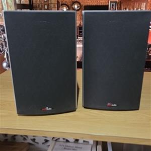 2 Polk Audio speakers. 