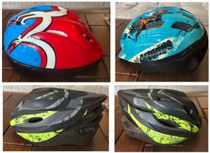 2x kiddies & 2x Adult Cycling Helmets