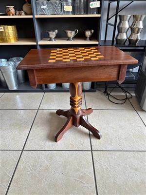 Vintage Wooden Chess Table Set