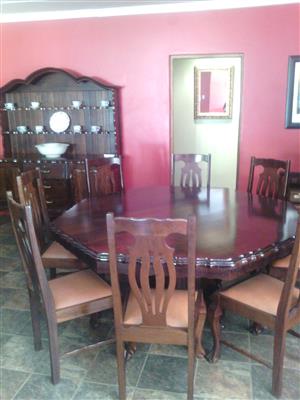 Ball & Claw Imbuia Dining Room set 8 chairs and sideboard