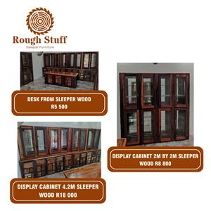 Sleeper wood Desk and Display cabinets