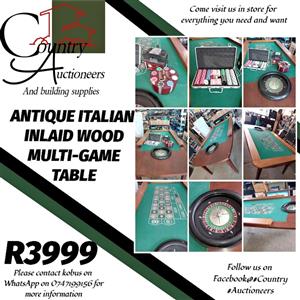 Antique Italian inlaid wood multi-game table