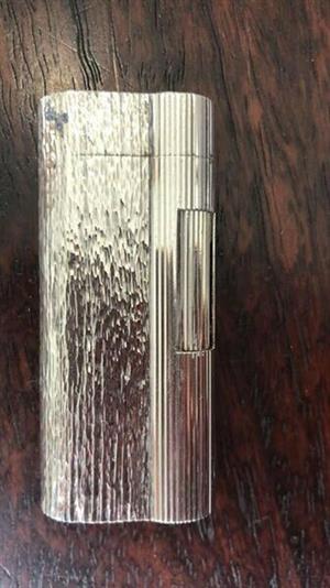Silver Dunhill Rollagas Lighter - Bark Effect. Great Condition 