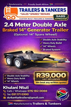 2.4 METER DOUBLE AXLE BRAKED GENERATOR TRAILER 3TON