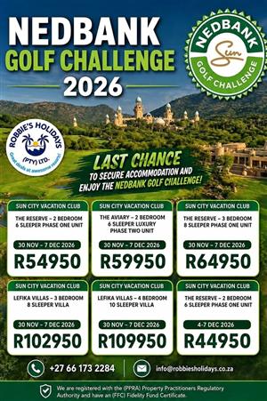 Sun City Accommodation During The Nedbank Golf Challenge 2026