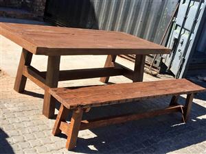 Rustic Oregon Table Bench Set
